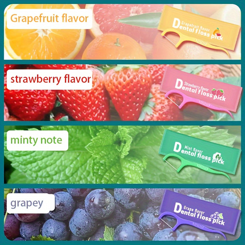 1 Box Of 50 Floss Fruit-flavored Floss, Individually Packaged Disposable Floss Picks, Mint Toothpick Strings, Portable Floss Picks, The Best Partner For Keeping Teeth Healthy And Clean.