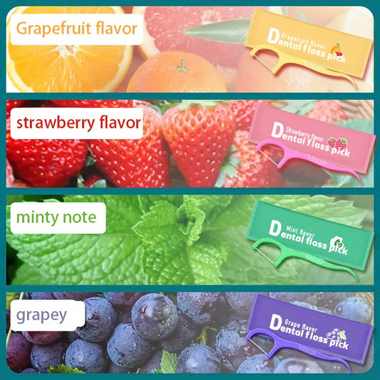 1 Box Of 50 Floss Fruit-flavored Floss, Individually Packaged Disposable Floss Picks, Mint Toothpick Strings, Portable Floss Picks, The Best Partner For Keeping Teeth Healthy And Clean.