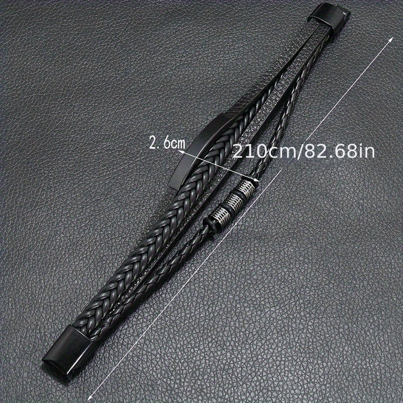 New Hot Selling Men's Vintage Hand-woven Multi-layer Beaded Alloy Magnetic Buckle PU Men's Bracelet