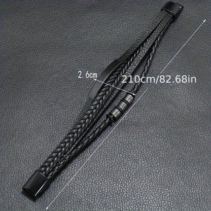 New Hot Selling Men's Vintage Hand-woven Multi-layer Beaded Alloy Magnetic Buckle PU Men's Bracelet