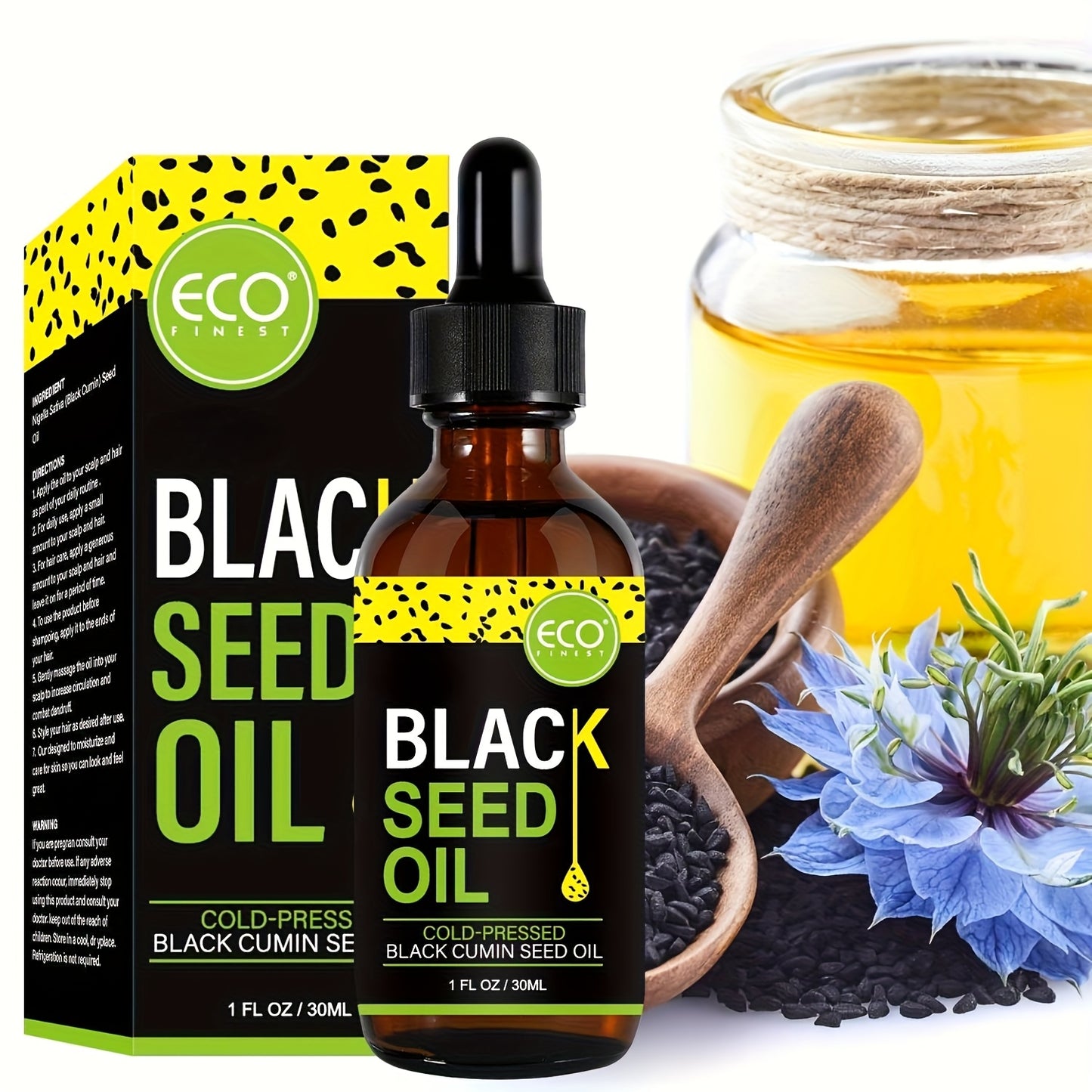 ECO FINEST Pure Black Seed Oil - Cold-Pressed Nigella Sativa with Thymoquinone