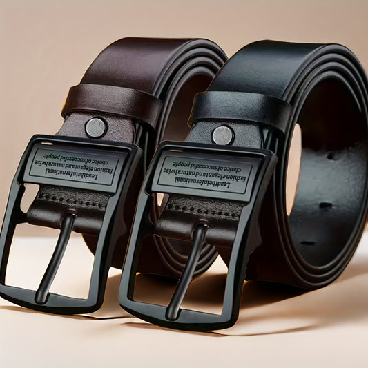 Men's Genuine Leather Belt, Vintage Cowhide Buckle Belt with Double-Ended Shoulder Straps, Business Casual Pants Belt