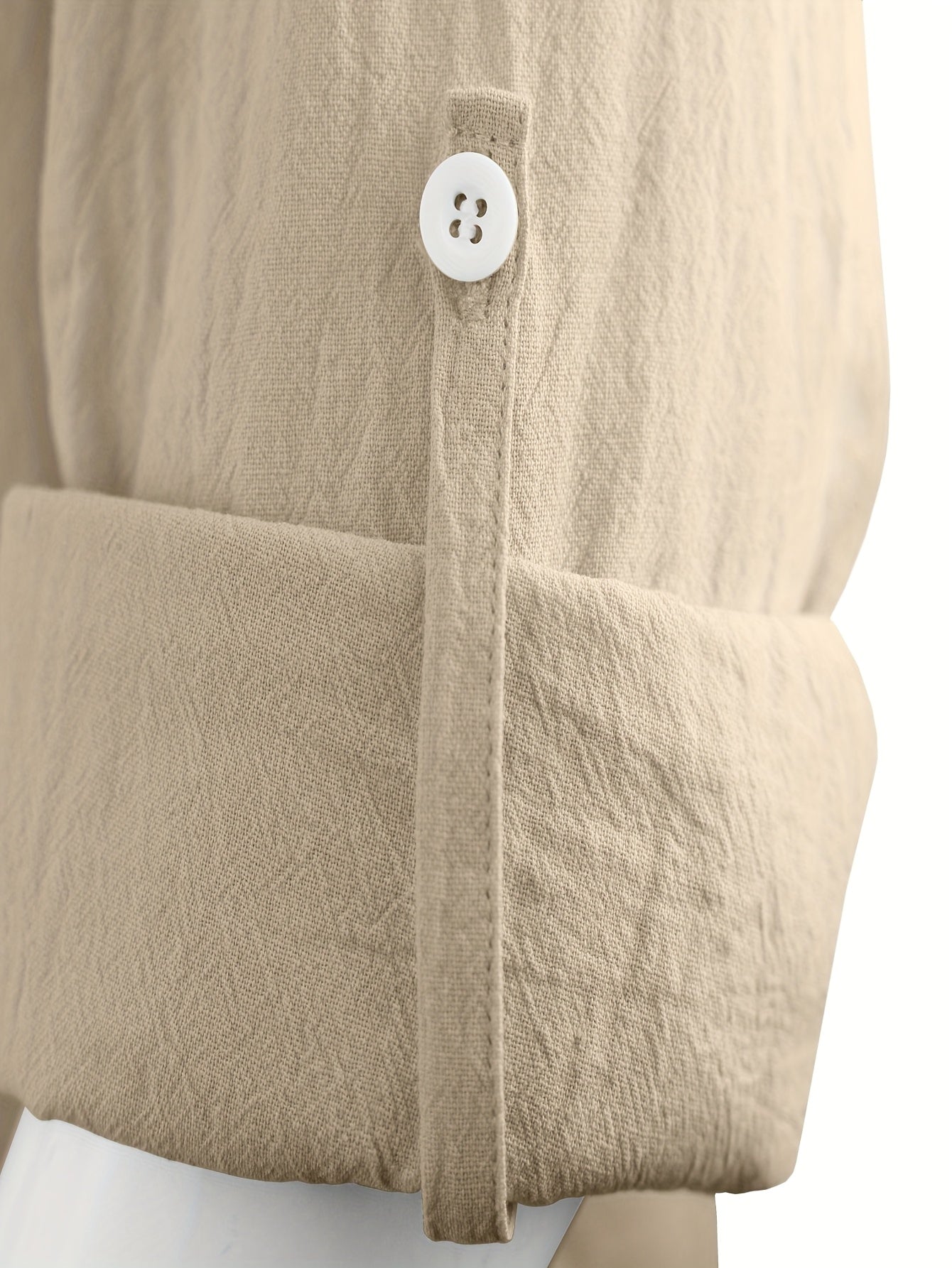 Men's Lightweight 95% Linen Shirt - Breathable Summer Casual Button-Up with Stand Collar, Regular Fit for Beach & Urban Wear, Solid Color