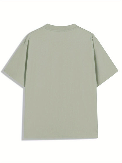 Men's Loose Fit Heavyweight Cotton T-Shirt - Thick Streetwear Tee for Everyday Casual Wear, All-Season Comfort Fit, Machine Washable Crewneck Shirt - Available in Dark Green & More Colors, Summer Wardrobe Essential, Urban Fas