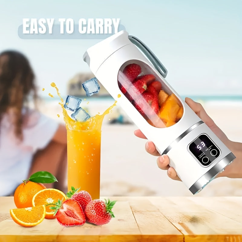 USB-Powered Portable Blender & Juicer with Digital Display, Stainless Steel Blade & Large Capacity (10.14-16.91oz) - Cordless Electric Mixer for Smoothies, Ice, Fresh Fruit Drinks - Compact Design with Ergonomic Handle, Speed
