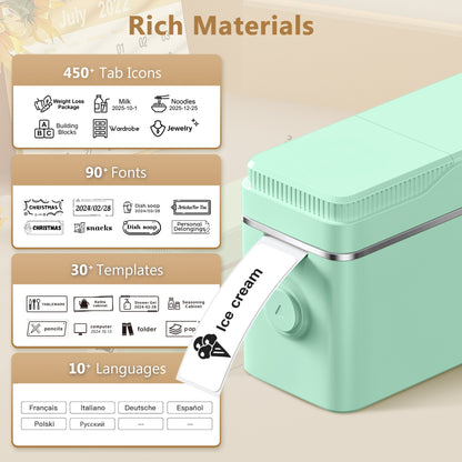 Portable Label Printer And Label Paper, P31S Mini Label Printer, Wireless Connection, No Need for Ink Or Toner, Suitable for Smartphones, Home, Office, School, Equipped with a Roll of Self-Adhesive Label Paper, Available in D