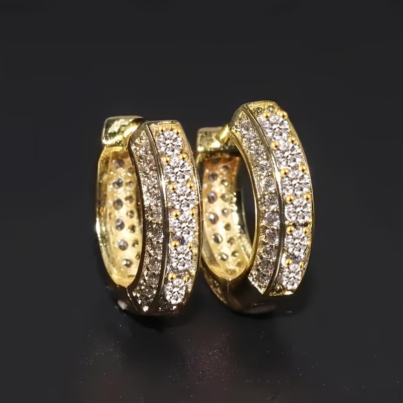 2pcs new style fashion hoop earrings cubic Synthetic Zirconia cartilage hypoallergenic luxury fashion round earrings Men's jewelry