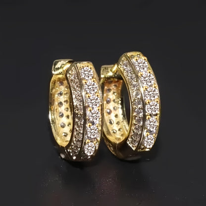 2pcs new style fashion hoop earrings cubic Synthetic Zirconia cartilage hypoallergenic luxury fashion round earrings Men's jewelry