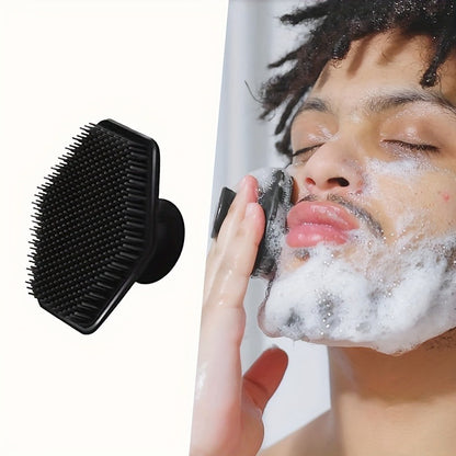 1pc Men's Silicone Face Scrubber - Gentle Exfoliator & Massager Pad for Deep Cleansing, Fragrance-Free, Ergonomic Design Removes Dead Light Beige, Enhances Shaving Experience, Durable Silicone Facial Care Tool, Shaving Enhanc