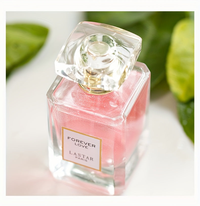LASTAR Paris Forever Love Perfume 1.86oz, Romantic Floral Scent with Rose, Jasmine, Vanilla & Patchouli, Soft & Fresh Fragrance, Long-Lasting, Elegant Pink Glass Bottle with Golden Cap, Perfect Party/ Holiday Gift for Women