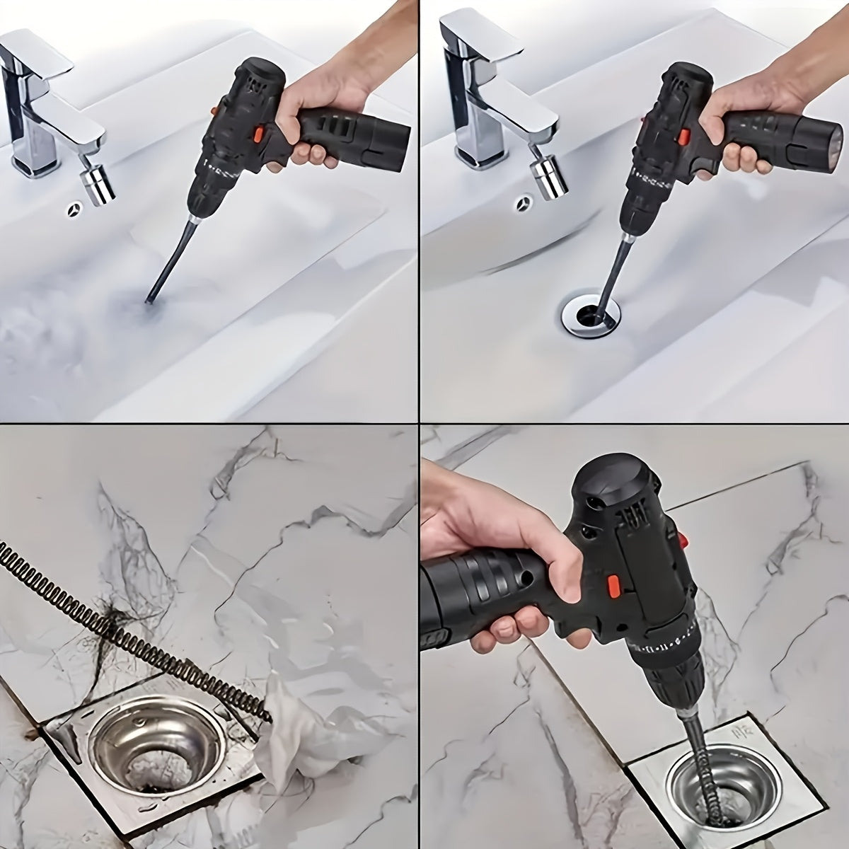1pc Pipe Deburring Tool Drill Attachment, Multi-Functional Drain and Toilet Plunger, Hair and Debris Removal, Bathroom and Kitchen Drain Cleaner, Flexible Pipe Assistant for Commercial and Residential Use, Durable and Space-S
