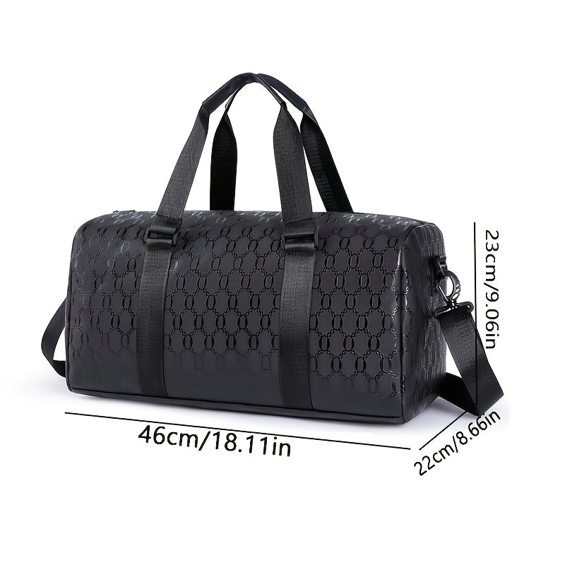 Stylish Black Briefcase Travel Bag - Large Capacity Durable Polyester Handbag with Adjustable Shoulder Strap & Zipper Closure, Sleek Minimalist Design for Work, Travel, Commute