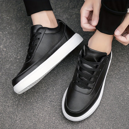 Lightweight Solid Skate Shoes - Men's Low Top Comfy Non Slip Casual Shoes - All Seasons Outdoor Walking Jogging Business Trip