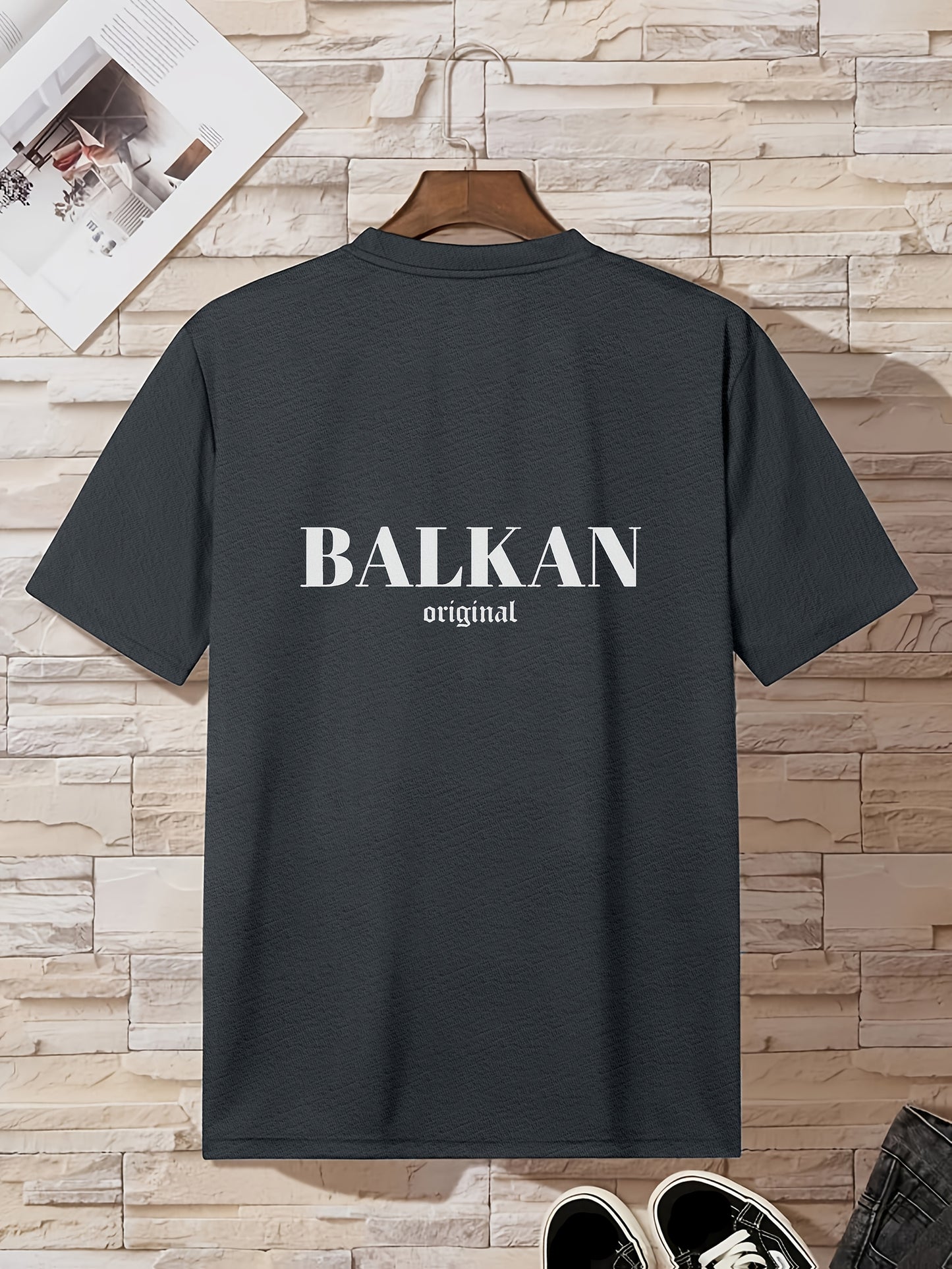 Men'S Casual Short Sleeve T-Shirt - "Made in Balkans" Print, Lightweight & Breathable Summer Tee, Round Neck, Regular Fit, Perfect for Casual Attire, Breathable Clothing | Modern Casualwear | Lightweight Shirt