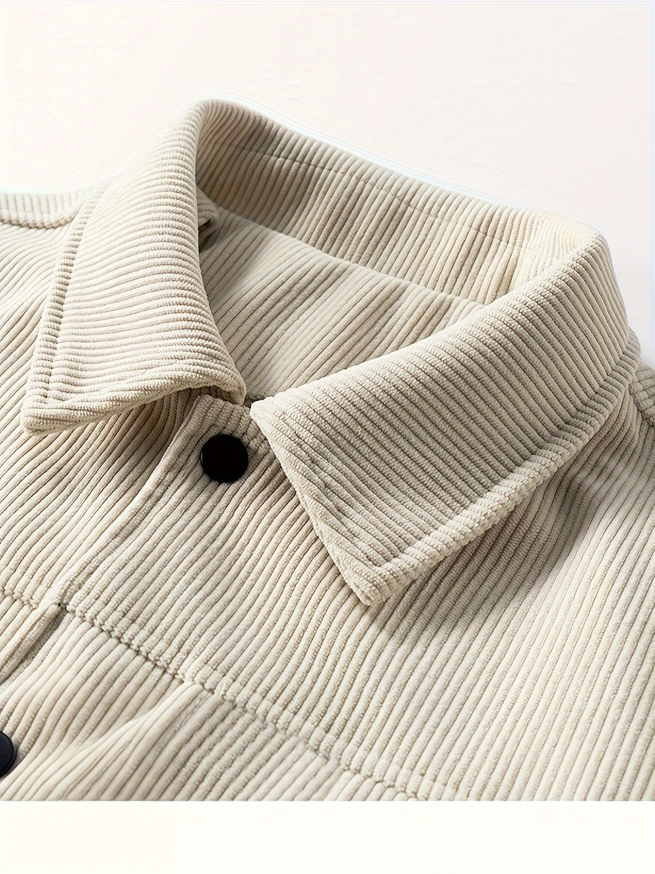 Men'S Plus Size Corduroy Bomber Jacket - Casual Workwear with Snap Buttons, Flap Pockets, and Polyester Lining - Machine Washable, Autumn & Spring Fashion, Casual Outerwear | Casual Jacket | Polyester Lining Jacket