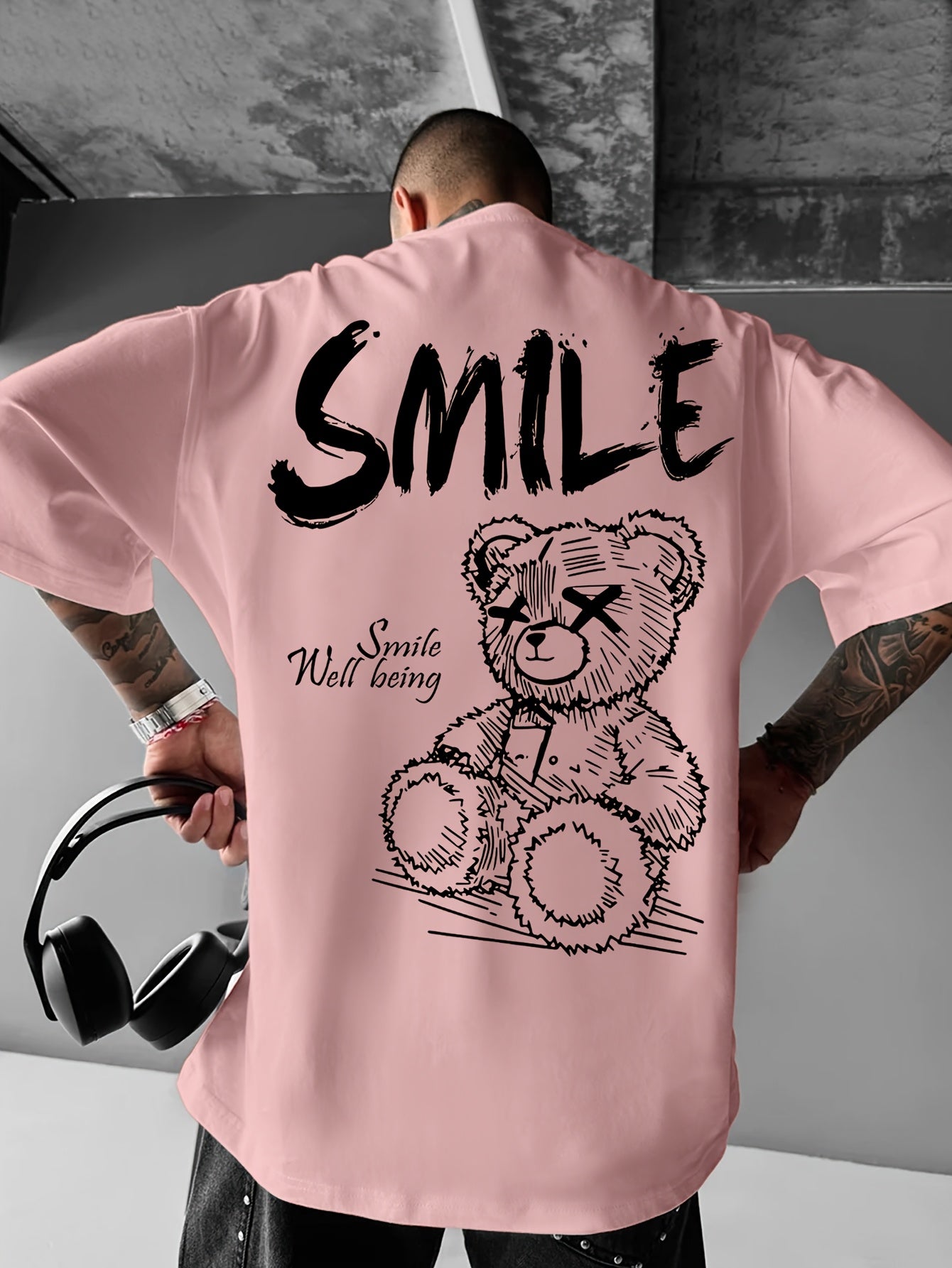 Men'S Bright Yellow Graphic T-Shirt - Loose Fit Streetwear Tee with Smile Design, Round Neck Summer Shirt for Everyday & Formal Outfits - Lightweight Casual Top, Street Style, Bold Print, Comfortable Material, Printed Shirt,