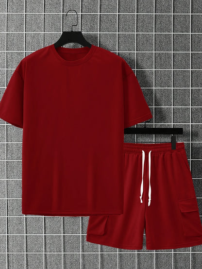 Summer Heavyweight FOG Color Earth Tone Short Sleeve Shorts Streetwear Loose Fashion Set