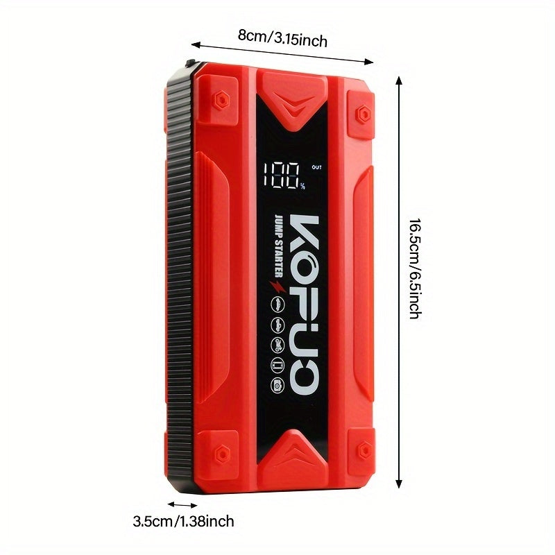 KOPUO 4000A Car Battery Jump Starter - Portable 12V Jump Box with USB/Power Bank, Dual Output, LED Light, and 8, 5L Gas/7, 0L Diesel Engine Compatibility for Cars, Trucks, SUVs, and Motorcycles, Car Jump Starter Battery Pack,