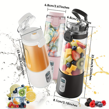 USB Rechargeable Portable Blender with Digital Timer Display, 10-Cup Capacity, Detachable & Easy-Clean Design for Smoothies, Juices, Protein Shakes - Ideal for Gym, Travel, Home Use, Smoothie Blender Portable, Juice Preparati