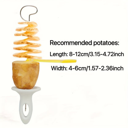6-Piece Set Multifunctional Spiral Potato Slicer, Stainless Steel Manual Tornado Twister Vegetable Cutter for BBQ, Camping Kitchen Tools, No Flint or Magnesium Rod Included