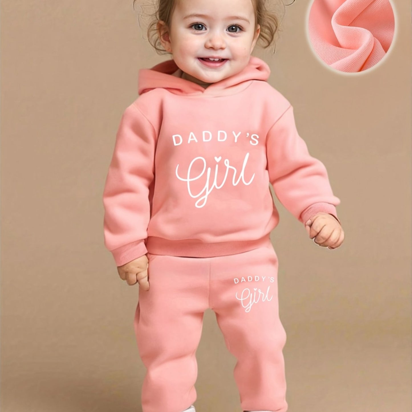 Baby Girl DADDY'S GIRL Letter Print Hoodie & Joggers Set - Soft Yellow Casual Spring/Fall Outfit with White Sneakers, Perfect for Outdoor Play & Family Gatherings, Baby Girl Clothes, Playful Babywear, Comfortable Babywear, fo