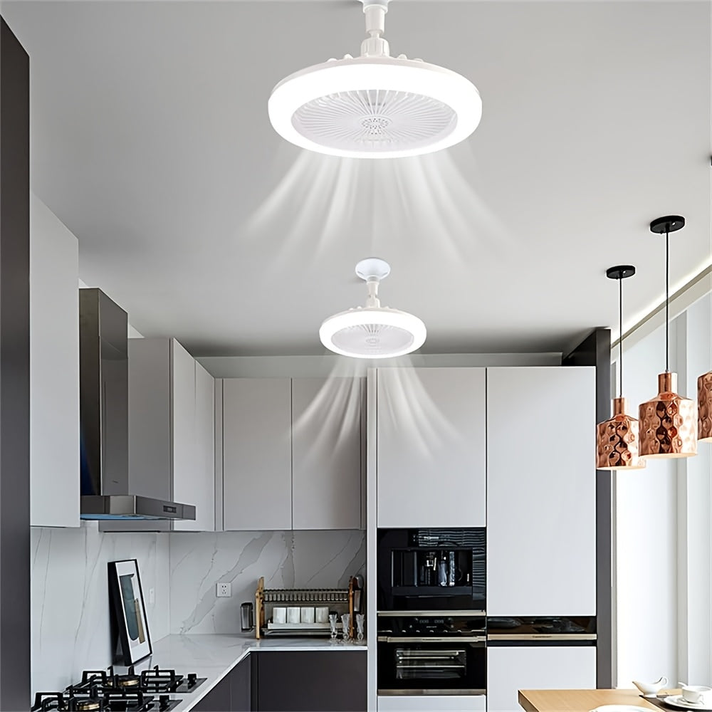 50W 25.4cm LED Smart Ceiling Fan Light with Remote Control, Color Changing and Dimming Features, 2In1 360 degrees Ceiling Fan with Light | E26/27 Socket, Dual Function Cooling and Lighting, Timing, Suitable for for Bedroom, k