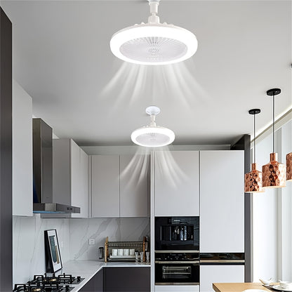 50W 25.4cm LED Smart Ceiling Fan Light with Remote Control, Color Changing and Dimming Features, 2In1 360 degrees Ceiling Fan with Light | E26/27 Socket, Dual Function Cooling and Lighting, Timing, Suitable for for Bedroom, k