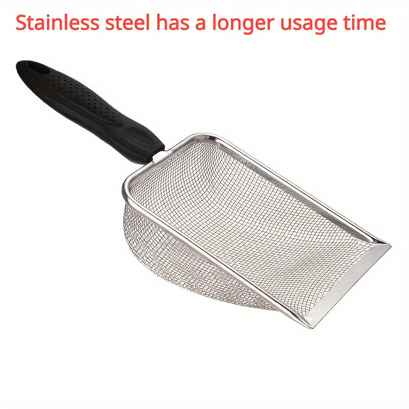 Durable Stainless Steel Cat Litter Scoop with Ergonomic Handle - Easy Clean, Efficient Pet Waste Shovel for Fine Litter - Ideal for Quick Cleanup After Pet Owners Spill their Litter, Cat Litter Scoop