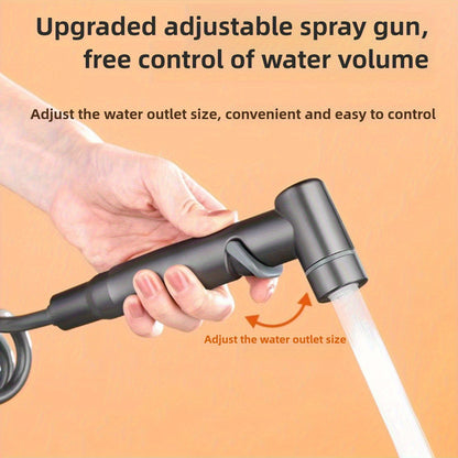 4-in-1 multifunctional bathroom high-pressure spray gun set with water angle valve, made of advanced stainless steel material, no need for electricity/ easy to install, suitable for toilets, bathrooms, floor flushing, and toi