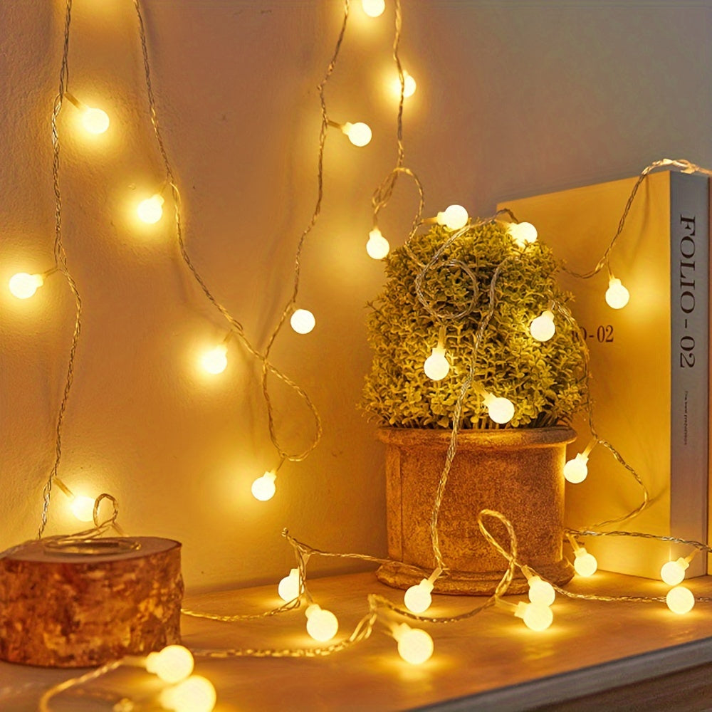 1pc USB-Powered 8 Lighting Modes Ball String Lights - Energy-Efficient, Touch Control, Ideal for Home Decor, Parties, Weddings, Ramadan & Eid al Fitr, Bedroom Wall Decor, Party Lighting | Elegant Lighting | USB Powered Lights