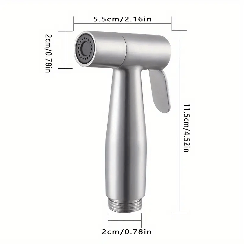1pc High-Pressure Stainless Steel Handheld Shower Head, Wall-Mounted, Brushed Finish, Adjustable Spray Nozzle for Bathroom & Toilet Upgrade, Durable & Sleek Design