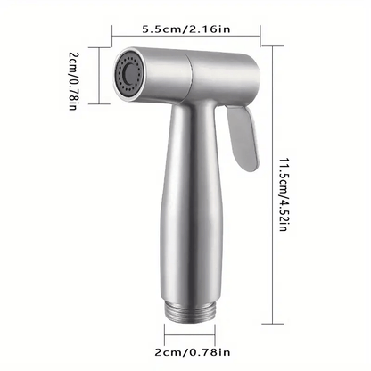 1pc High-Pressure Stainless Steel Handheld Shower Head, Wall-Mounted, Brushed Finish, Adjustable Spray Nozzle for Bathroom & Toilet Upgrade, Durable & Sleek Design