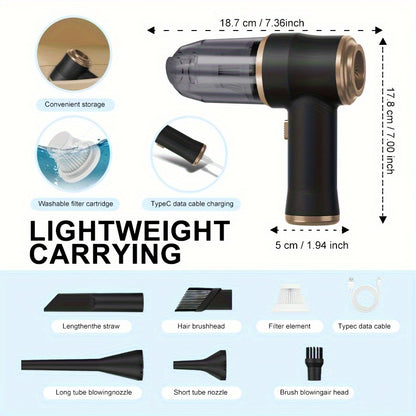 BELlBUY Portable Cordless Handheld Vacuum Cleaner, 6000Pa Powerful Suction for Cars, Computers, Sofas, Offices, Pets, and Homes - Includes Multiple Nozzles, USB Rechargeable, Low Noise, Car Vacuum Cleaner