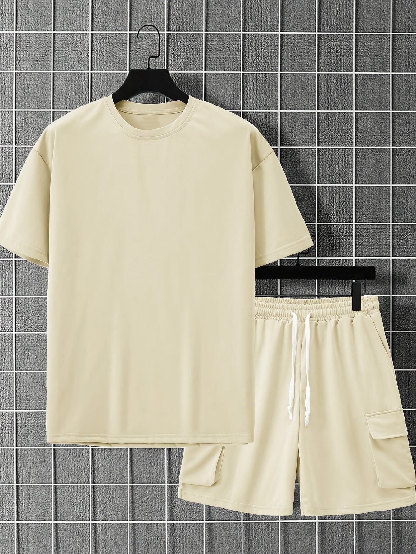 Summer Heavyweight FOG Color Earth Tone Short Sleeve Shorts Streetwear Loose Fashion Set