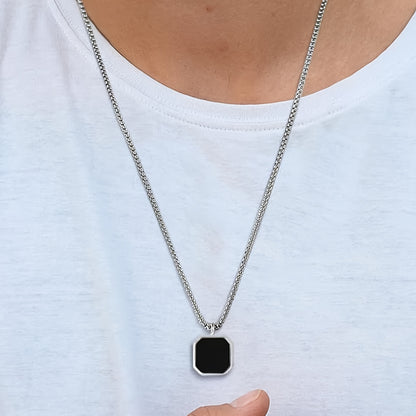 Funky Nooxian Stainless Steel Black Pendant Necklace for Men - Classic and Durable