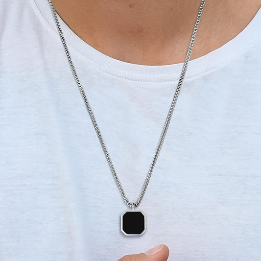 Funky Nooxian Stainless Steel Black Pendant Necklace for Men - Classic and Durable
