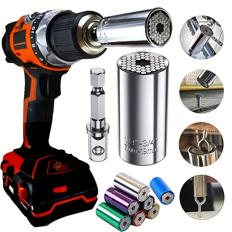 1 Set, Universal Torque Wrench 7-19mm Hexagonal Multi-functional Universal Socket