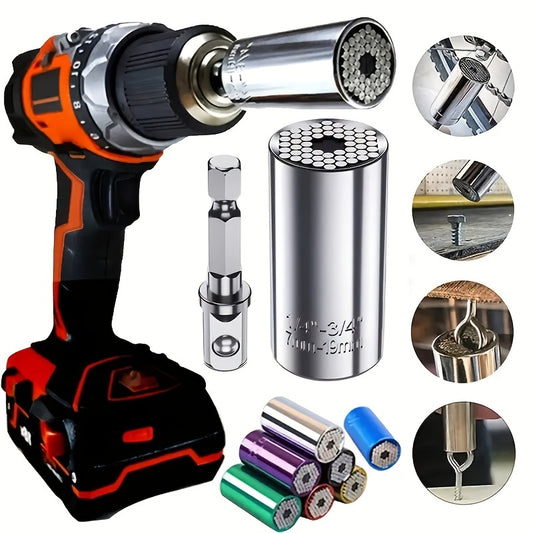 1 Set, Universal Torque Wrench 7-19mm Hexagonal Multi-functional Universal Socket