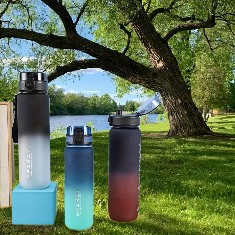 1pc Portable Leakproof Water Bottle With Time Marker And Carrying Strap