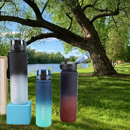 1pc Portable Leakproof Water Bottle With Time Marker And Carrying Strap