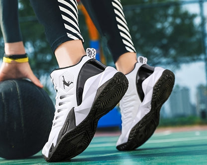 Men'S Trendy Casual Training Sneakers - Lightweight, Shock-Absorbing Running Shoes with Soft Rubber Sole, Breathable Fabric Lining, and Durable Synthetic Upper in White & Black, Lace-Up Design, Athletic Footwear | Modern Snea