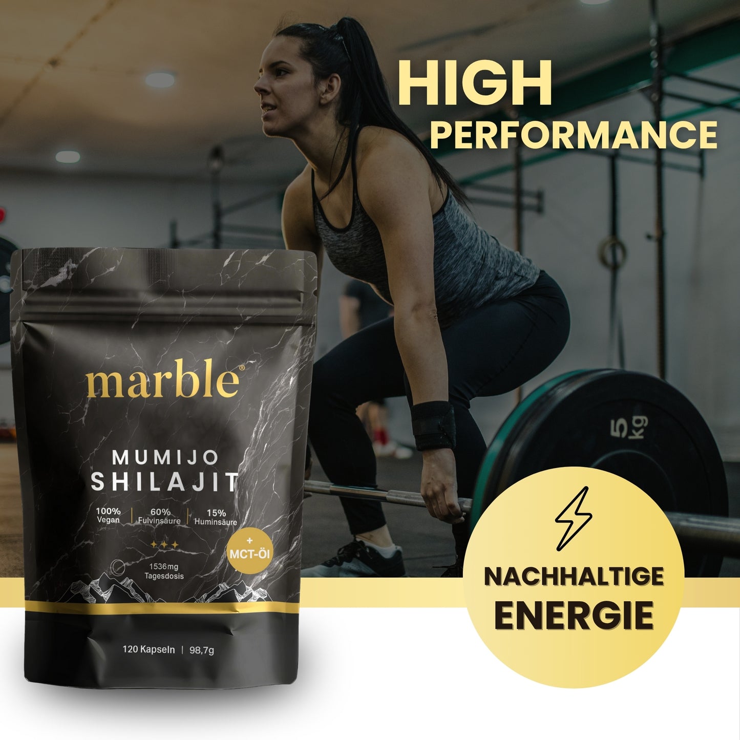 Marble Shilajit Original Himalaya Capsules with MCT Oil - Mumijo Shilajit 120pcs Ultra High-Dose in a Bag - 1536 Mg Daily Dose Vegan - Filled And Laboratory-Tested in Germany - Made in Germany