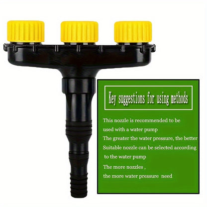 1pc Adjustable Multi-Head Garden Hose Nozzle Sprayer, Durable Plastic, Sleek Black Design, Efficient Watering for Lawn, Vegetables & Flowers, Fits US Garden Hoses, Garden Watering Tool