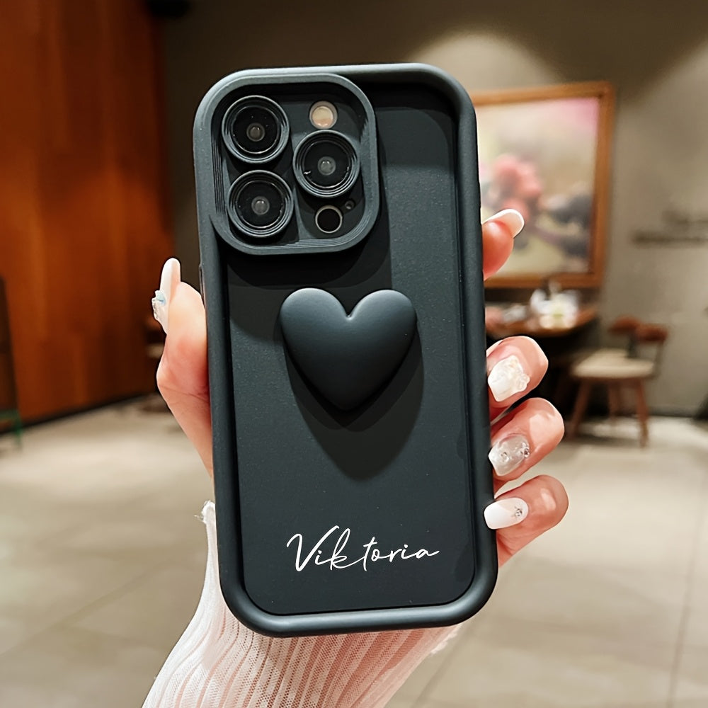 Personalized Customized Name Case for iPhone 17 16 15 14 13 12 11 Pro Max Luxury Acrylic 3D Love Heart Soft DIY Shockproof Gift Cover 14 15 16 Plus 17 Air