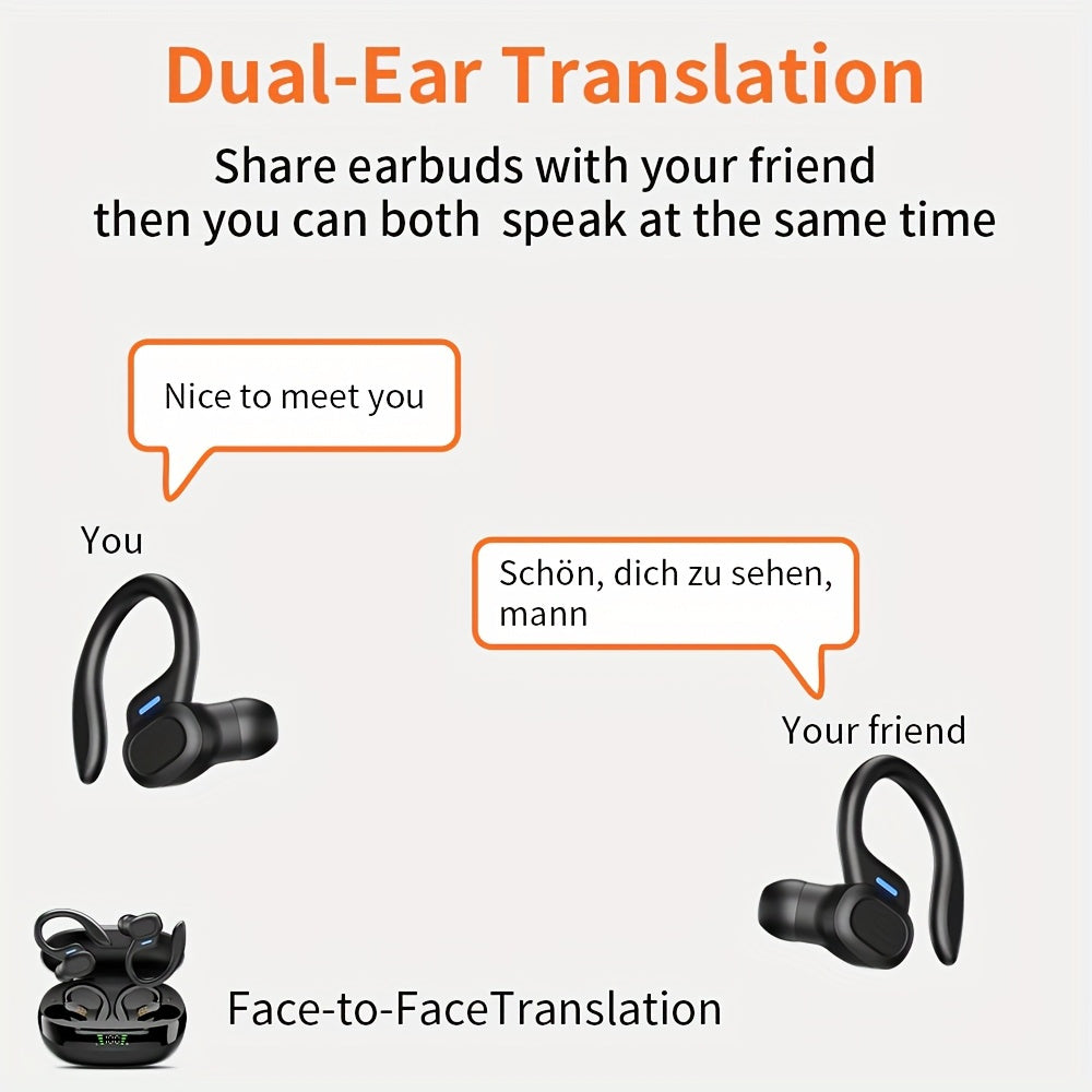 Smart Wireless Headphones with AI Translation Capabilities - Supports Multiple Languages, Offers Real-Time Translation, And Can Record Meetings - Ideal for Travel, Business, And Professional Use.