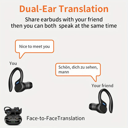 Smart Wireless Headphones with AI Translation Capabilities - Supports Multiple Languages, Offers Real-Time Translation, And Can Record Meetings - Ideal for Travel, Business, And Professional Use.