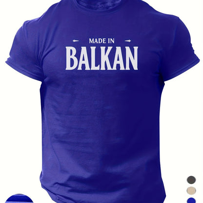 Men'S Casual Short Sleeve T-Shirt - "Made in Balkans" Print, Lightweight & Breathable Summer Tee, Round Neck, Regular Fit, Perfect for Casual Attire, Breathable Clothing | Modern Casualwear | Lightweight Shirt