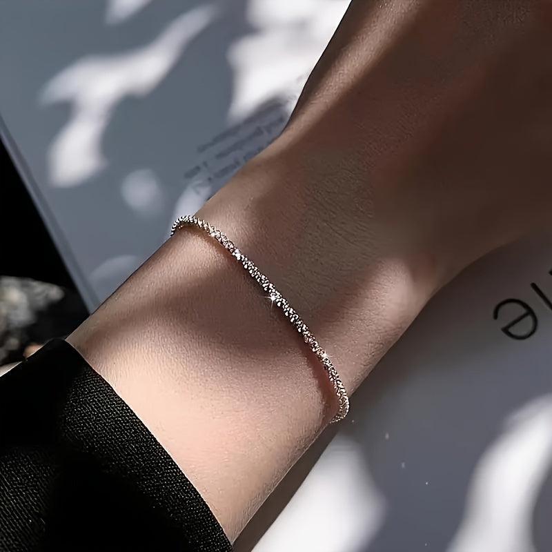 Women's 18K Golden-Plated Copper Sparkling Bracelet - Elegant & Cute Versatile Jewelry for Casual Attire, Parties, Valentine's Day Gift - Year-Round Accessory