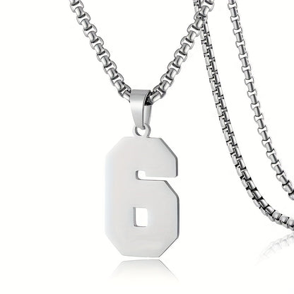 0-19 Men Athletes Number Pendant Necklace Stainless Steel Sports Number Pendant Long Chain Necklaces for Boys Baseball/Basketball/Football Team Jewelry Gifts