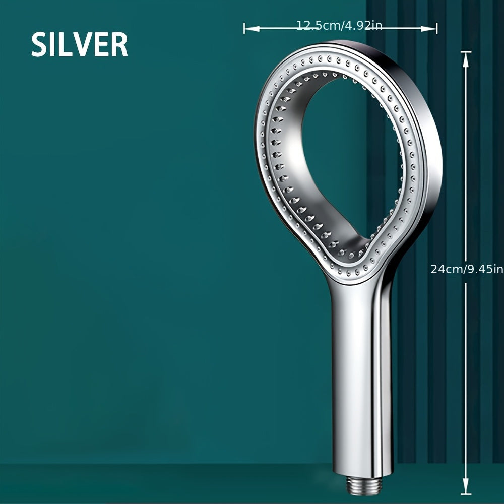 High Pressure Shower Head Without Hose, Plastic Material, Circular Design, Wall Mounted, Handheld Spray for Bathroom, Black/Silvery/Grey Shower Tub Head, Bathroom Accessories